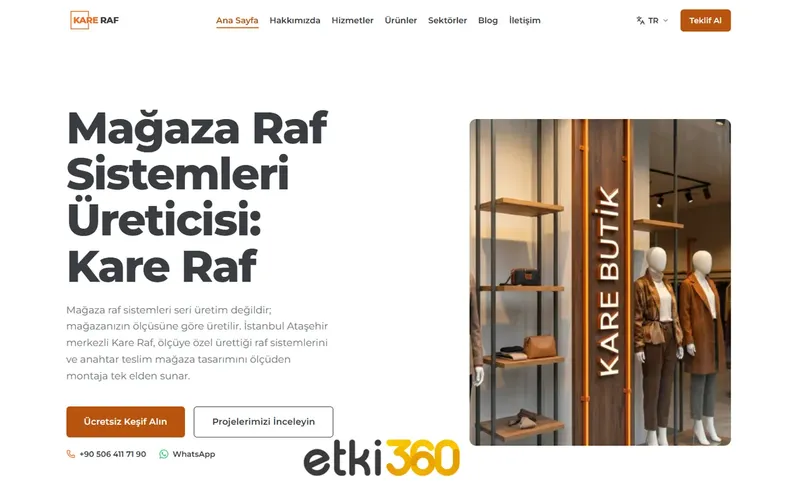 Kare Raf kurumsal web sitesi — etki360 tarafından tasarlandı
